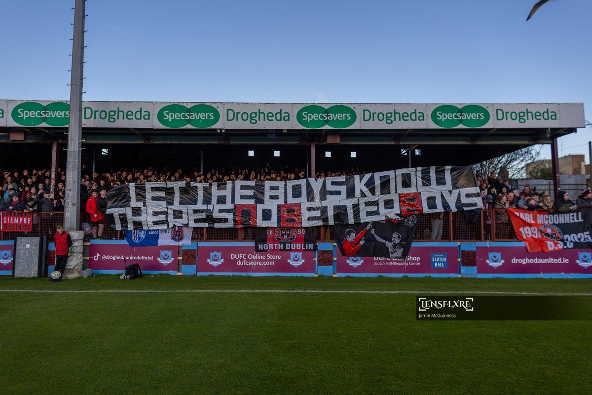Bohemian fan display before the SSE Airtricity League Men's Premier Division match between Drogheda United FC and Bohemian Football Club at Sullivan &amp; Lambe Park.